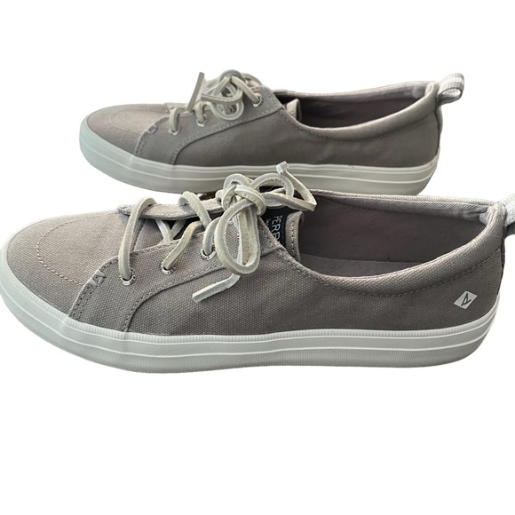 NWOB Sperry Top-Siders Crest Vibe sneakers memory foam canvas leather gray 8 - Picture 7 of 11